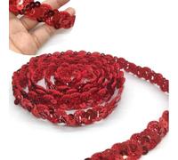 11 Mètres De Long Et 1.8cm De Large Élastique Sequin Garniture, Paillettes Ruban, Tissu Paillette Ruban Garniture, Pailleté, pour Vêtements De Mariée, Bijoux, Décorations De Couture, Rose