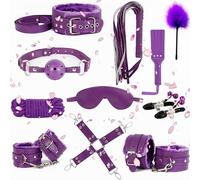 11 Morceaux Cuir Lisse Formation Multifonctionnel Ensemble De Combinaison, BâTon De Plume Et Corde TisséE à La Main - D17 (Violet)