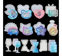 11 Moulles Silicone Resine Moule Coulée Epoxy Moule Résine Shaker Molds Fabrication De Bijoux Sables Mouvants Pendentif Bricolage Outils
