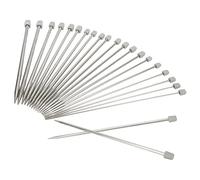 11 Paires Aguilles a Tricoter En Acier Inoxyable Unique Pointe 2mm-8mm, Aiguilles à Tricoter En Métal Aiguilles Droites Longues à Pointe Unique Pour Débutants Et Experts, 25 cm