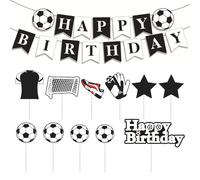 11 Parties Gâteau De Football avec Inserts De Cartes Et 1 Traction De Drapeau Set, Accessoires De Fête, Gâteaux d'anniversaire pour Enfants Et Fournitures De Surfaces De Desserts Drôles.
