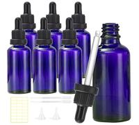 11 Pcs Flacons en verre bleu avec pipette,6Pcs 30ml Flacon Compte Gouttes avec 2 Pipette 2 entonnoir 1 Etiquettes,Verre Dropping Bottles pour Huiles Essentielles,Colorants liquides,Aromathérapie
