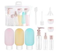 11 Pcs Kit Voyage Produit Toilette, Kit Avion Accessoires 30/50/60/80 ML, Flacon Vide pour Remplir Les Articles De Toilette, Tube Vide en Silicone,Vaporisateur Transparent,Petit Pot De CrèMe