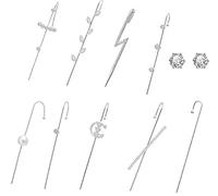 11 Pcs Oreille Wrap Crawler Crochet Boucles D'oreilles pour Femmes Boucles D'oreilles Unique Longue Oreille Manchette Crawler Crochet Boucles D'oreilles Ensemble Oreille Crawler Boucles (argent)