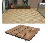 11 pcs Pack Dalle de Terrasse Bois Composite Modulaire - 30 x 30 cm - 1m²