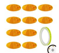 11 PCS Yeux de Chat Réflecteurs Velo Orange, Plastique Réflecteur de Roue Catadioptre Rayons Conduite Nocturne Accessoires Réfléchissant Pour Rayons Roue Avant Arrière Nuit Ville Route Enfant Vélo
