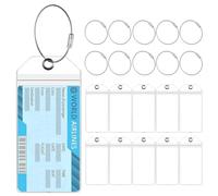11 PcsPorte Étiquette Bagage de Croisière, Etiquette Valise Voyage Avion, Étiquette Valise, Étiquettes Bagages Transparentes Étanches pour Voyages en Avion, avec Sangle Métallique, 19x9cm/Argentées