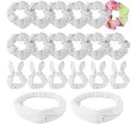 11 Pièce Chouchous à Cheveux Blancs,3 Types bandeaux pour cheveux vierges à personnaliser et à décorer,Chouchous en satin de soie doux,pour femmes et filles