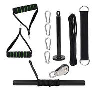 11 - Piece DIY Exercise Equipment Set | Home Strength Training Kit with 220lb Load Capacity | Quiet Cable Wheel & Detachable Handles for Pulling/Lifting Workouts