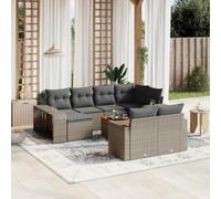 11-Piece Grey Wicker Patio Furniture Set with Cushions - Outdoor Garden Sofa Set for Backyard, Terrace Durable Resin Rattan, Waterproof Storage, Modular Design - Includes Table, Footrest, Shelves