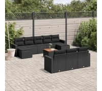 11-Piece Outdoor Patio Furniture Set with Cushions, Black Wicker Resin Rattan Sofa Sectional Set for Garden, Backyard, Terrace, Modular Design, Weather-Resistant, Easy to Clean, Table & Footrests