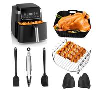 11 Pièces Air Fryer Accessoires for Ninja AF140EU AF180EU PRO 4,7 L/6,2 L, y compris paniers de friteuse à air, grille à griller, gants, brosse à huile, clip alimentaire, spatule