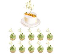 11 Pièces Cake Topper, Décoration de Gâteau Oh Baby en Acrylique, Double Face Paillettes pour Anniversaires, Fêtes, Mariages, Saint-Valentin, Baby Shower Décorations de Gâteaux(Or)