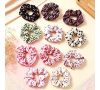 11 pièces chouchous pour cheveux filles mignons imprimés styles multiples nœuds/cœurs/concombres/chiffres 67 lettres, nouveaux accessoires pour cheveux en tissu doux pour queue de cheval, pour la rent