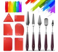 11 Pièces Couteau Peinture,Ensemble de Couteaux à Peinture 9 Couteaux à Palette Acier Inoxydable et 6 Plastique Couteaux Grattoirs pour Peinture à L'huile Aquarelle Pétroglyphes