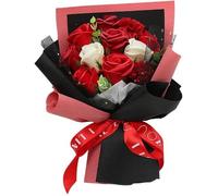 11 Pièces de Fleurs de Savon Fleur de Rose Bouquet de fleur Pétales de Rose Coffret Cadeau Pour Cadeau Anniversaire de Rouge A