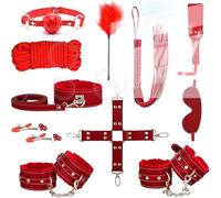 11 Pièces en Cuir Rouge Style Fitness Set, Accessoires De Yoga Réglables, Variété De Styles, Cadeau Surprise De Vacances, Cadeau Original