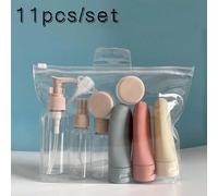 11 pièces Ensemble de bouteilles de toilette de voyage, bouteilles pulvérisatrices rechargeables, contenants de voyage étanches pour shampooing, après-shampooing, essentiels pour les voyages d'affaire
