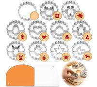 11 pièces Ensemble d'emporte-pièces de Noël avec 2 grattoirs à gâteau, VEINARDYL Mini emporte-pièces de Noël en acier inoxydable pour la pâtisserie, Sapin de Noël, bonhomme de neige, élan