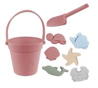 11 pièces/ensemble jouets de sable jouets de plage en silicone coloré qualité alimentaire avec sac en filet comprenant une pelle, un seau, des moules à sable et une boîte étanche voitures aléat
