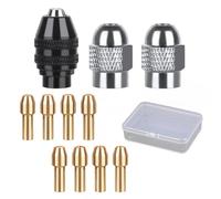 11 pièces Mandrin de Perceuse 4486 Mandrin Universel Pinces Argentées 4485 Écrou de Pince en Laiton avec Boîte pour Trio et Plus Mandrin de Perceuse 4486 pour Outil Multifonction Rotatif