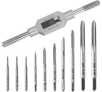 11 Pieces Mini Metric HSS Tap Set,Machine Taps M1-M3.5 Thread Tapping Tool,with Adjustable Left Hand Turner M1-M8,Tapping Kit for Wood,Plastic and Metal