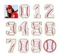 11 Pièces Numéros Thermocollants, Style Baseball 0-9 Numéros Chenille Patchs Baseball Brodés Patchs de Réparation Décoratifs à Coudre pour Vêtements Chapeau Jeans Chemises Vestes