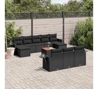 11-Pieces Outdoor Patio Furniture Set Black Wicker Resin with Cushions, Modular Garden Sofa with Side Table and Ottoman, Weather-Resistant Rattan Conversation Set for Backyard, Terrace, Poolside