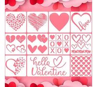 11 pièces Pochoir pour la Saint-Valentin,Pochoirs de peinture pour la Saint-Valentin,dessin de la Saint-Valentin pour Valentines Peinture sur bois Enveloppes DIY Craft Decoration Supplies（20x20cm）
