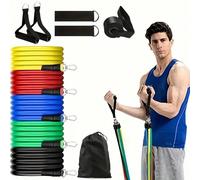11 pièces/set Bandes de résistance, Bandes d'exercice, Bandes de résistance avec ancrage de porte, Poignées, Sangles pour les jambes et les chevilles, et Sac de rangement, Convient pour la maison et l