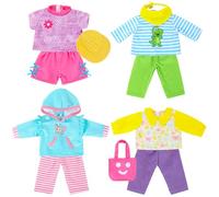 11 Pièces Tenue Complète Vêtements et Accessoires pour Poupées 35-45cm | 4 Ensembles de Vêtements de Poupée Bébé Comprend Haut, Pantalon, Chapeau, sac et écharpe; Âge 3+, Poupée non Incluse