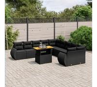 11 pieces noir salon de jardin modulable 10 personnes 62 x 62 x 69 resine tressee