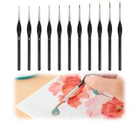 11 Pinceaux Triangulaires De Détail avec Pointe Fine, Connecteur Métallique, Poils Synthétiques De Loup, Pinceaux pour Aquarelle, Acrylique, Huile, Gouache, Robustes pour Étudiants Peinture À La Main