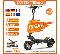 11 pouces tout-terrain pneus EScooters OOTD T10 900W 48V 13.5Ah batterie affichage LED Scooter électrique pour adultes 900W 48V 13.5Ah Yellow