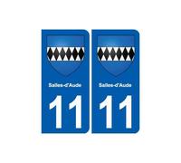 11 Salles-d-Aude blason ville autocollant plaque stickers - Angles : arrondis