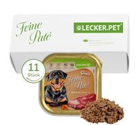 11 x 150 g Lecker.Pet® Gino's Feine Paté Riche en Bœuf Nourriture humide pour chiens Nourriture complète