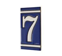11 x 5,5 cm Carreaux en céramique bleue classique peinte à la main avec chiffres et lettres (numéro 7 carreaux)