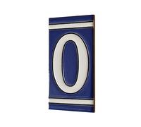 11 x 5,5 cm Carreaux en céramique bleue classique peints à la main avec chiffres et lettres (numéro 0)