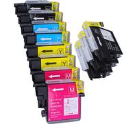 11 x Cartouche d'encre compatible Brother LC1100, LC980, LC985 pour imprimantes MFC-5890CN, DCP-385C, DCP-165C, DCP-145C, DCP-163C, DCP-167C, DCP-185C, DCP-195C, DCP-197C, DCP-365CN, DCP-373CW, DCP