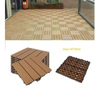 11 x Dalle Jardin 1m² extérieur, Dalle composite modulaire en bois, Lar. 30cm lon. 30cm, jaube abricot pour terrasse balcon cours
