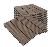 11 x Dalles de terrasse - PE + bois composite - 30 * 30cm par pièce - Brun clair
