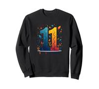 11 Years & Just Beginning : Cadeau d'anniversaire Amusant Sweatshirt, Unisexe pour Adultes, Noir, XXL