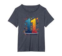 11 Years & Just Beginning : Cadeau d'anniversaire Amusant T-Shirt, Femme Grandes Tailles, Bleu Chiné, 6X