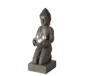 110-5989500 Statuette de Bouddha avec photophore Gris/marron Hauteur 44 cm