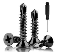 110 Pack Self-Drilling Screws Metal M4,2 x 16 mm, Autoforeuses Inox 410, Tête Fraisée Phillips Queue d’Aronde, Autotaraudeuse Tête Plate, Self-Drilling Steel for Adaptée Bois, Tôle, Plastique-Noir