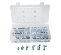 110 Pcs Mamelons de Graisse, 45° 90° 180° 1/8in 1/4in Assortiment de Graisseurs, Bouche à Beurre de Type, Graissage Pistolets Embout Raccord Zerk Hydraulique en Fer pour Tube de Tuyau