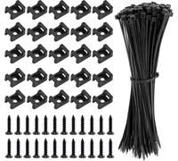 110 Pièce Attache de Câble Supports avec Embase de Serre Cables et Vis,Fixation Câble Électrique,Attache Cable en Nylon, s Réglables Fixations de Serre-Câbles Kit