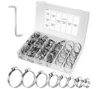 110 Pièces Collier de Serrage Réglables, Colliers de serrage en acier inoxydable, Tuyau Clips, 8 tailles 8-44mm, Collier de Serrage Tuyau pour Piscine, Tuyau d'eau, Plomberie, Automobile et Mécanique