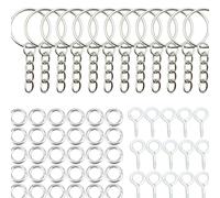 110 pièces Porte-clés Ouvrir Saut Anneaux Œil Épingles Kit Pour Fabrication De Bijoux DIY Résine Époxy Porte-clés Pendentif Taille UniqueAcier inoxydable