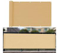 110 x 400 cm - Protection contre le vent et la poussière, œillets avec attaches de câble pour balcon, terrasse et jardin - Décoration extérieure jaune sable